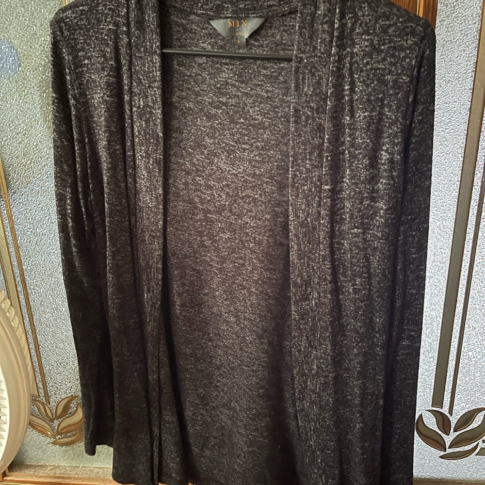Mi Black Open-Front Cardigan Sweater